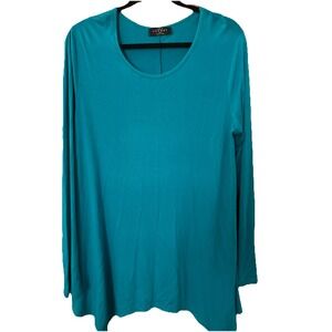 Made by JOHNNY USA Womens  2XL  turquoise Soft Rayon Long Sleeve Shirt Tunic